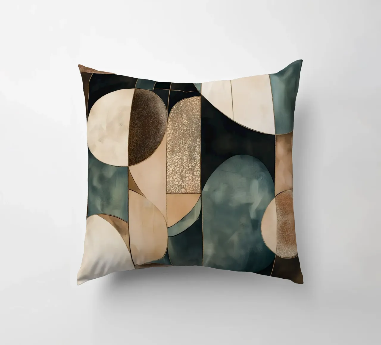 Abstract shapes in dark colours decorative cushion by Imagine