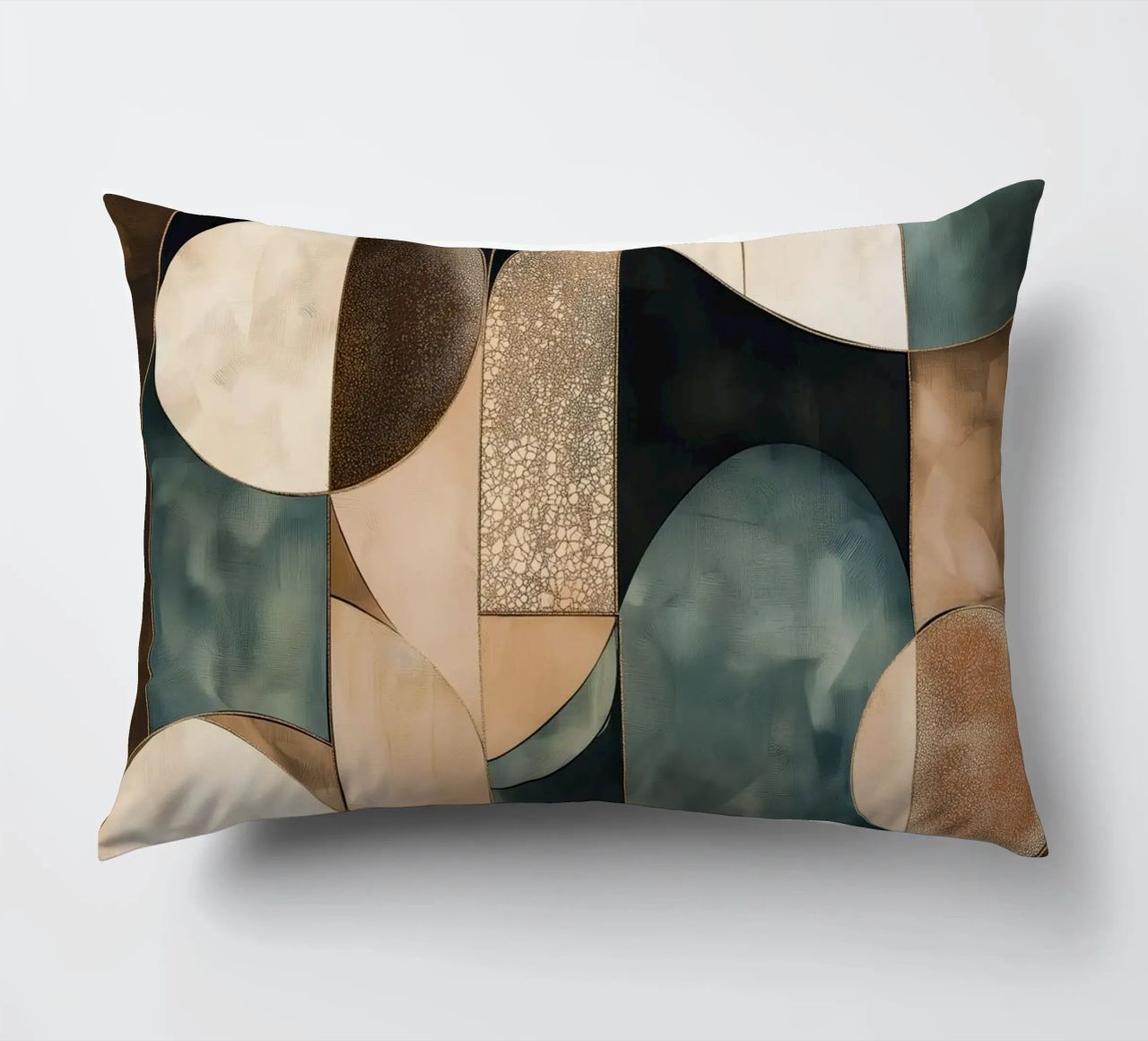 Abstract shapes in dark colours decorative cushion by Imagine