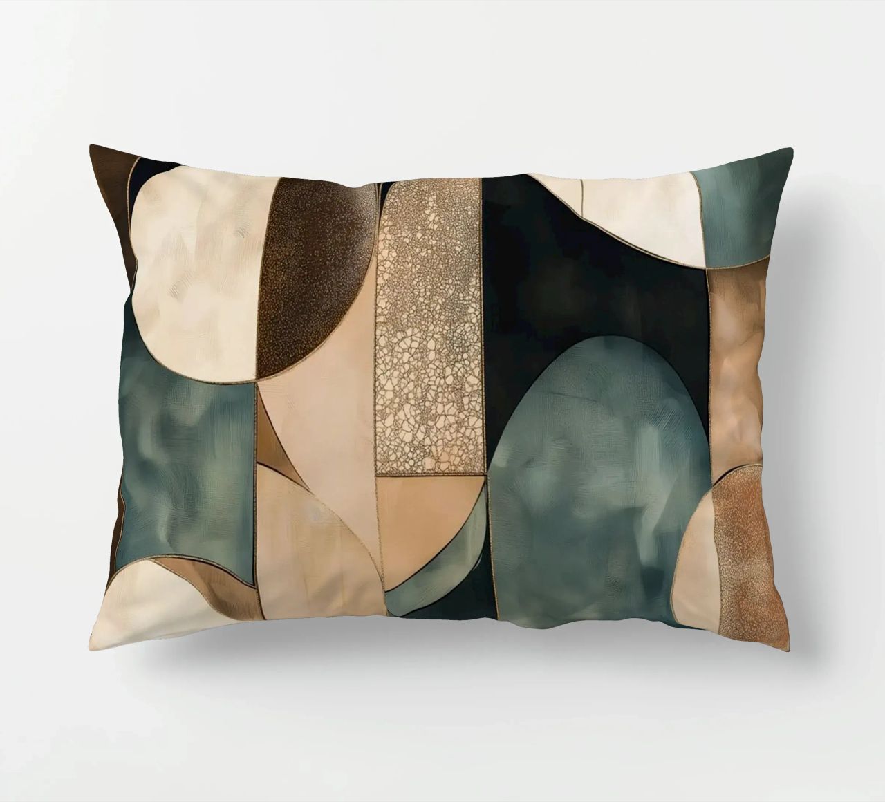 Abstract shapes in dark colours decorative cushion by Imagine