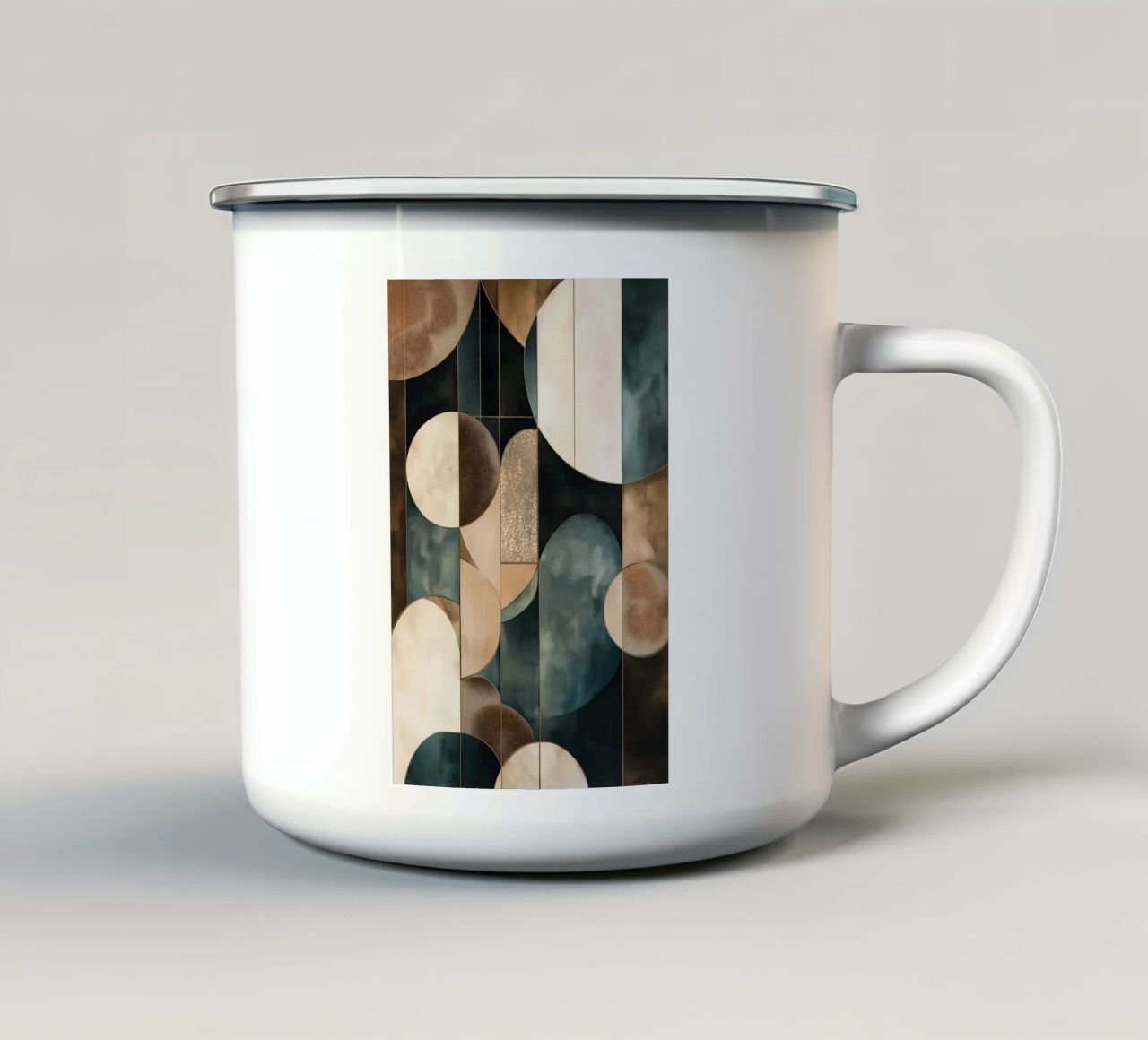Abstrakte Formen in dunklen Farben Emaille Tasse von Imagine