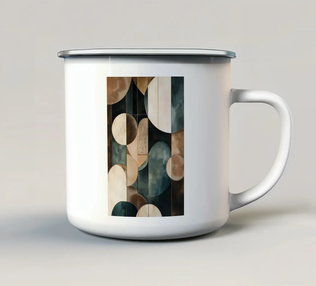 Abstrakte Formen in dunklen Farben Emaille Tasse von Imagine