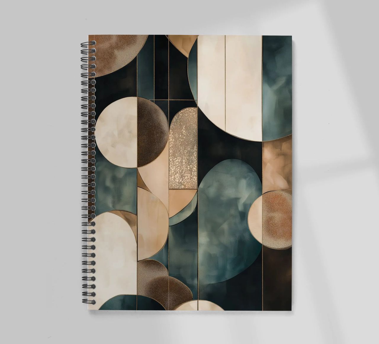 Abstract shapes in dark colours spiral notebook by Imagine
