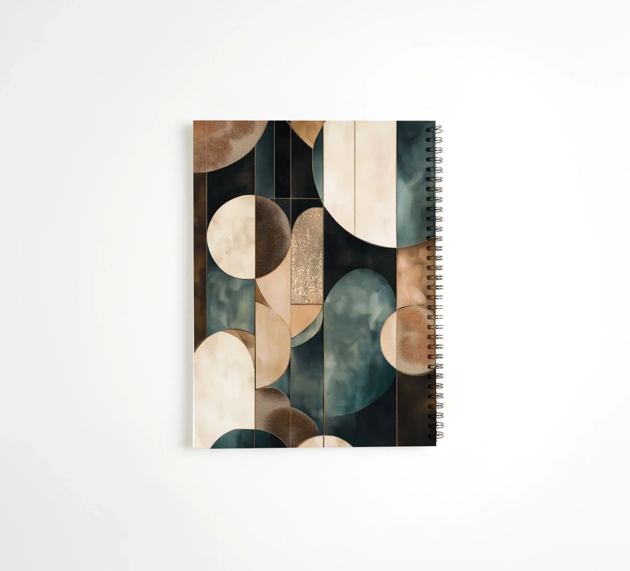 Abstract shapes in dark colours spiral notebook by Imagine