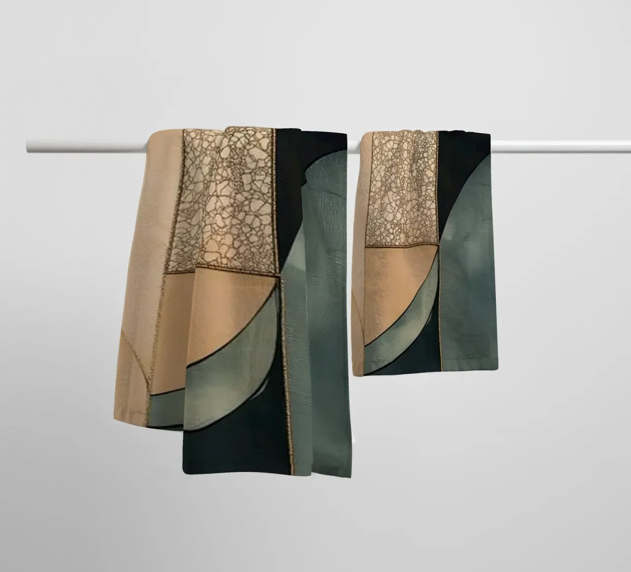 Abstracte vormen in donkere kleuren badhanddoek van Imagine