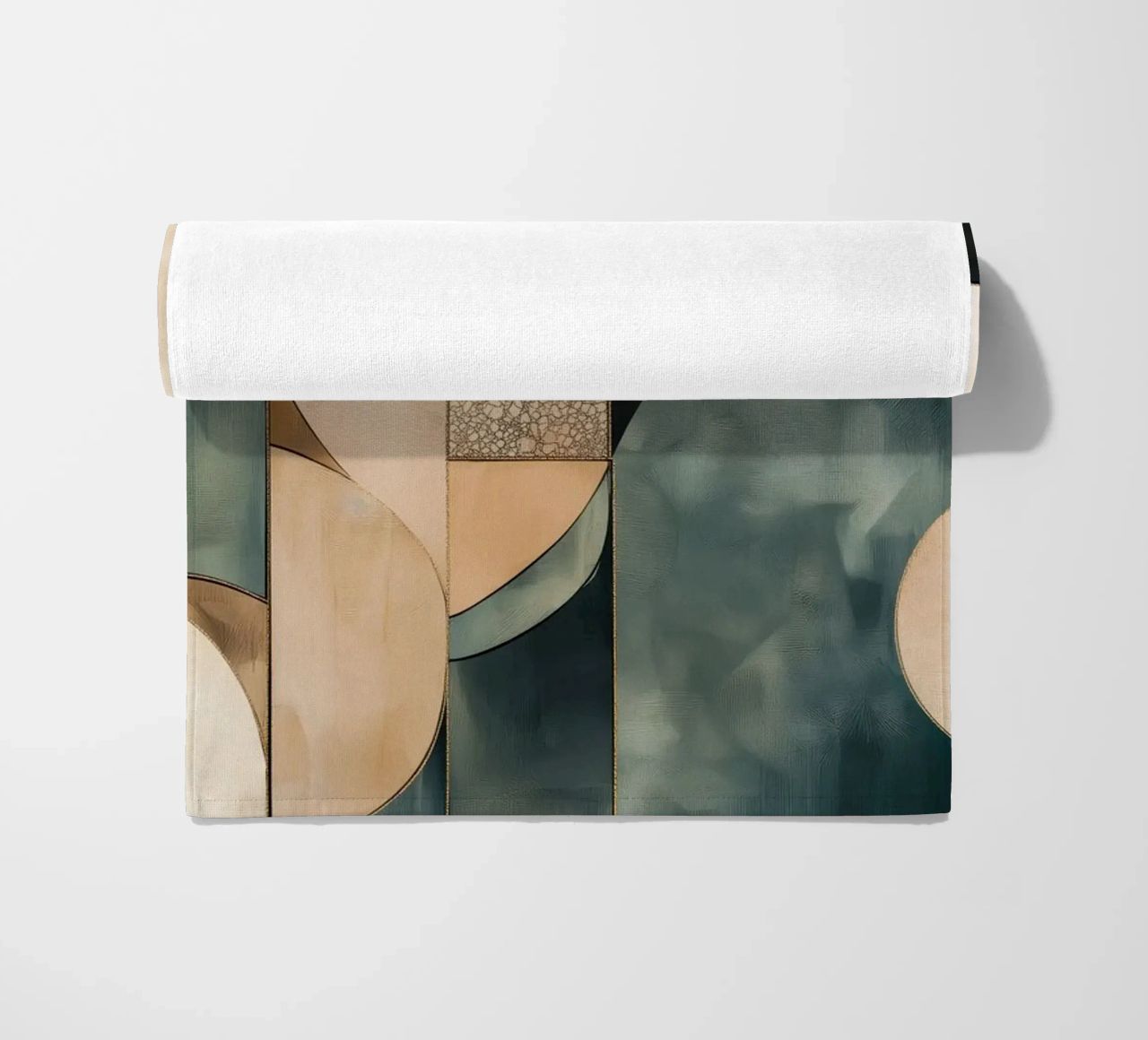 Abstract shapes in dark colours beach towel by Imagine