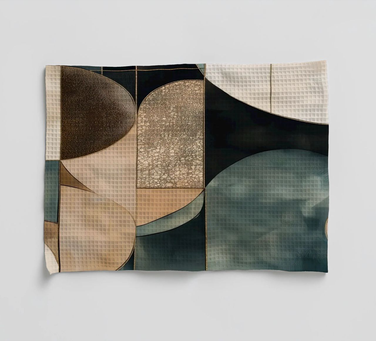 Abstract shapes in dark colours tea towel by Imagine