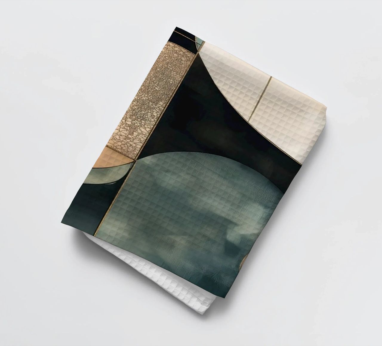 Abstract shapes in dark colours tea towel by Imagine