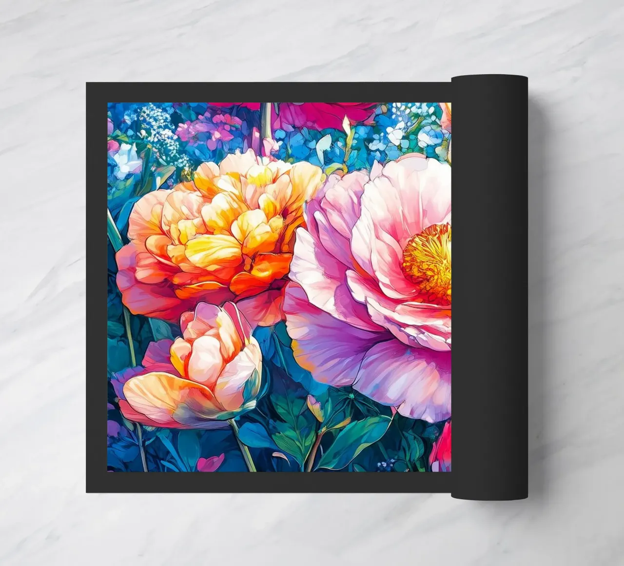 Peonies doormat by Justyna Jaszke JBJart