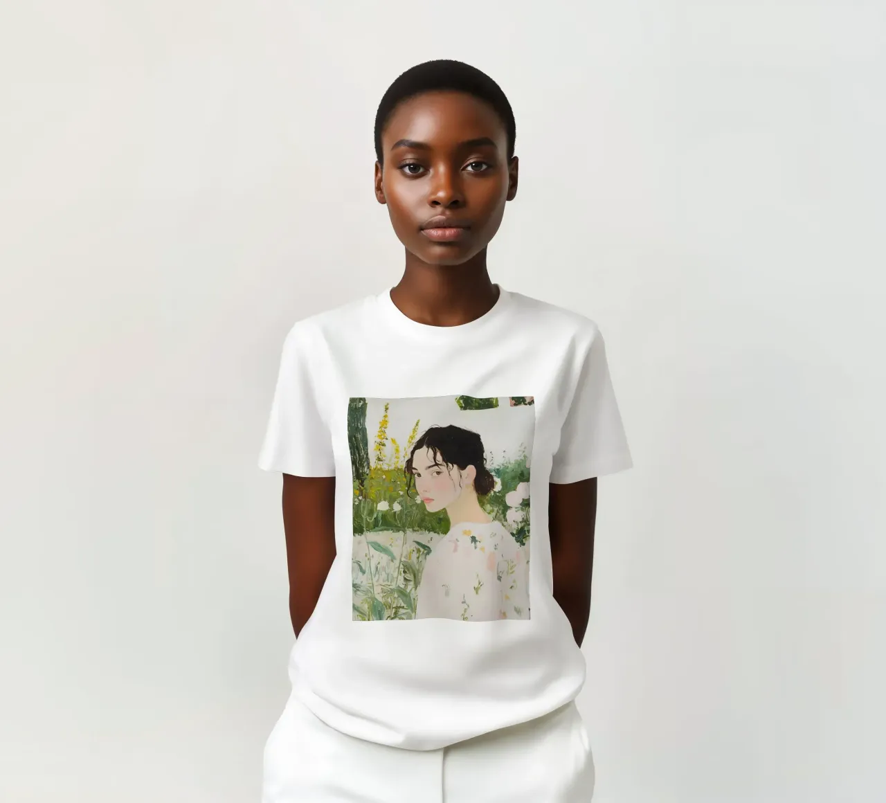 Art abstrait féminin, fleurs sauvages, art vert émeraude t-shirt de Little Lila