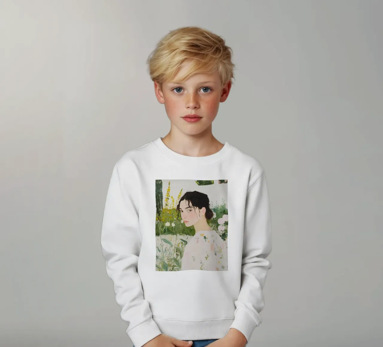 Arte Abstracto Mujer, Flores Silvestres, Arte Verde Esmeralda sudadera para niño de Little Lila
