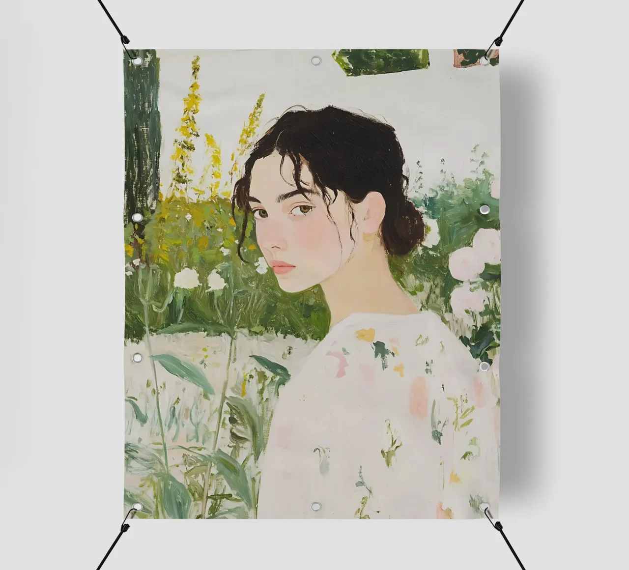 Abstract Woman Art, Wildflowers, Emerald Green Art pvc cover by Little Lila