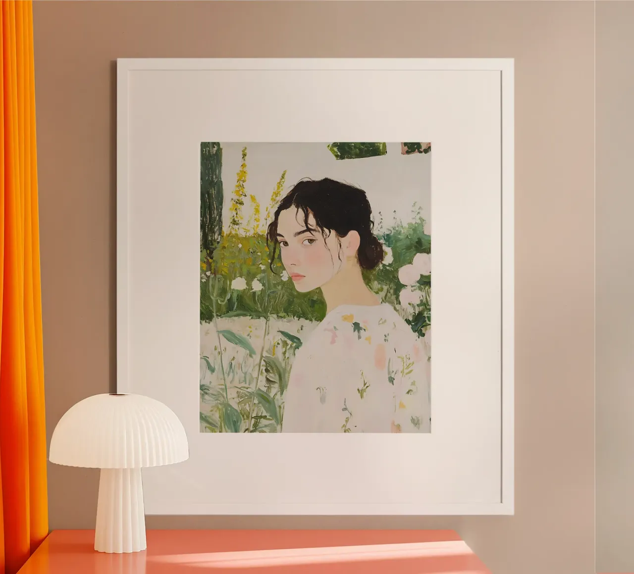 Abstracte vrouwenkunst, wilde bloemen, smaragdgroene kunst poster van Little Lila