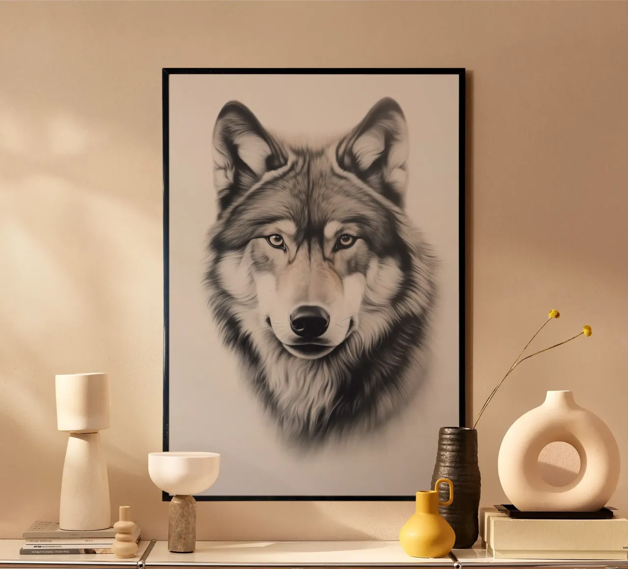 Poderoso retrato de lobo poster de Carinaprint