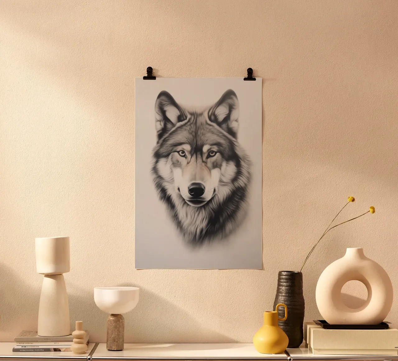 Poderoso retrato de lobo poster de Carinaprint