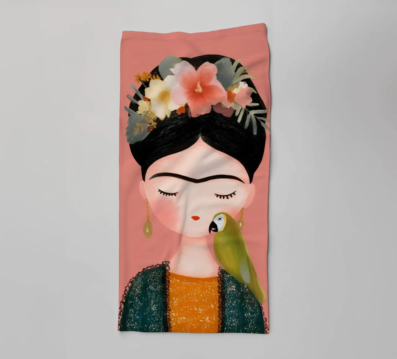 La piccola Frida con il pappagallo asciugamano da bagno da Carinaprint