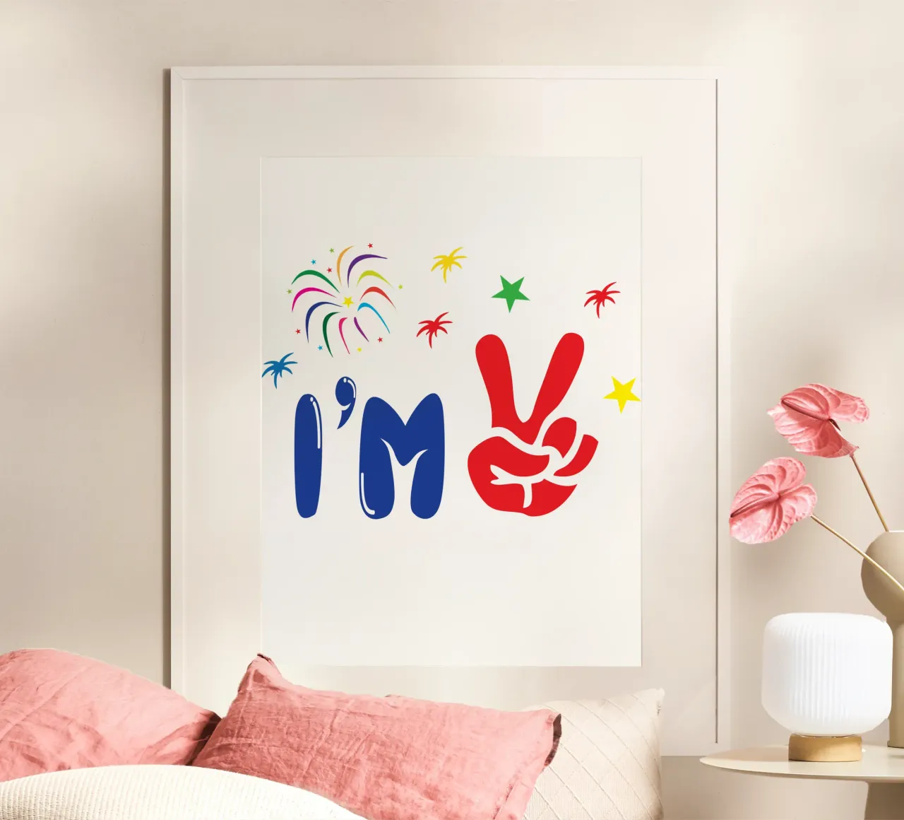 2e Verjaardag Aangepast Kunstontwerp poster met houten frame van PitaraS