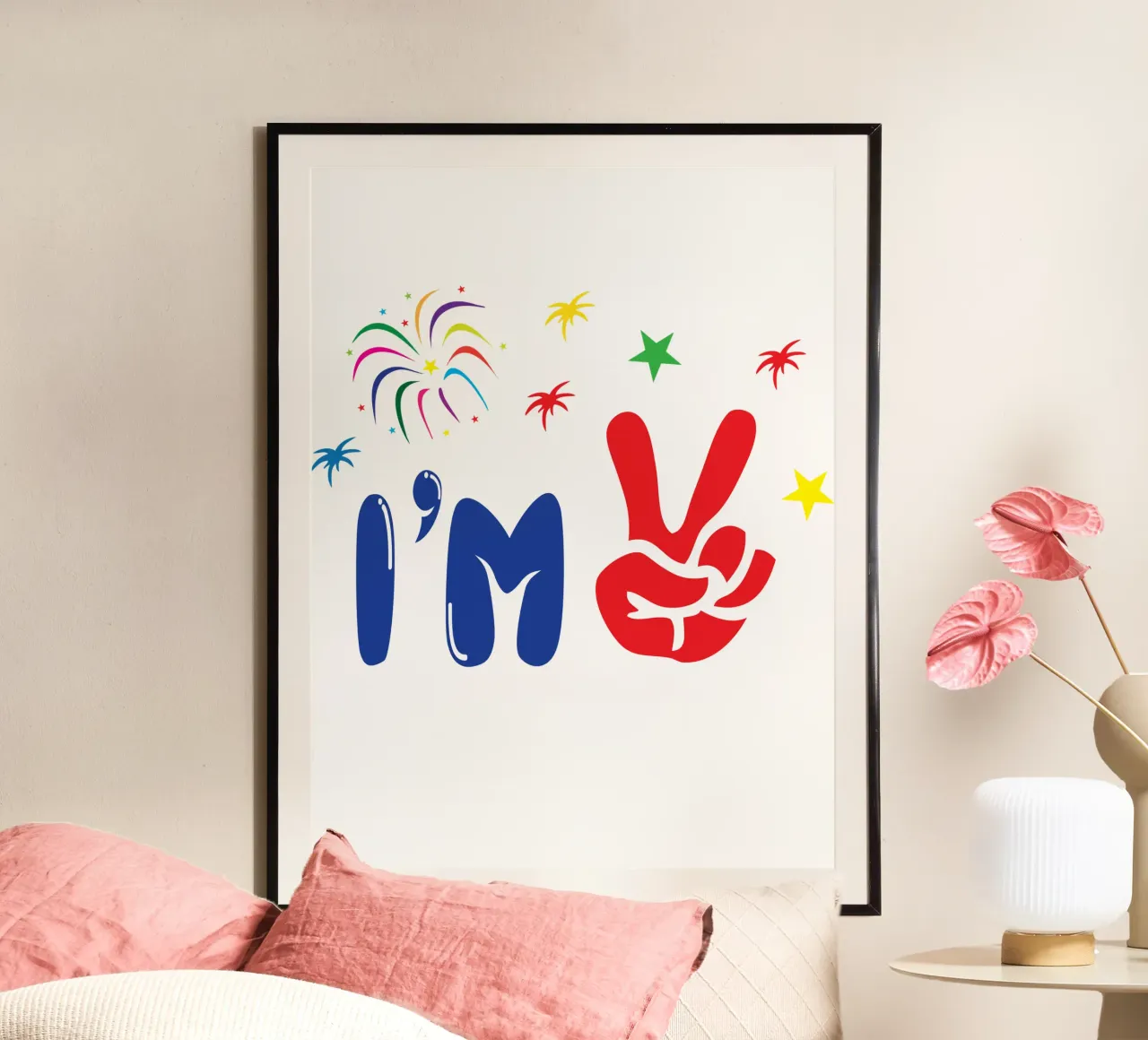 2e Verjaardag Aangepast Kunstontwerp poster met houten frame van PitaraS