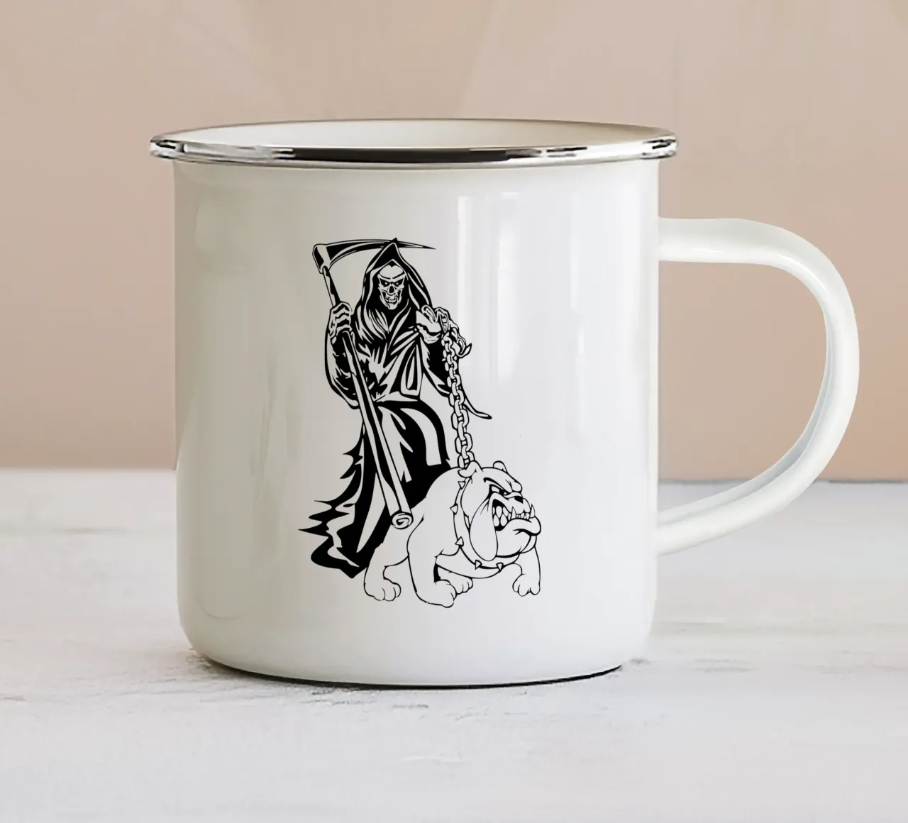 Diavolo e Pitbull - Design artistico divertente tazza in smalto da SerongSoulS
