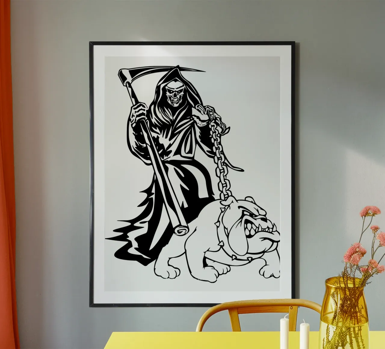 Diavolo e Pitbull - Design artistico divertente poster con telaio in legno da SerongSoulS
