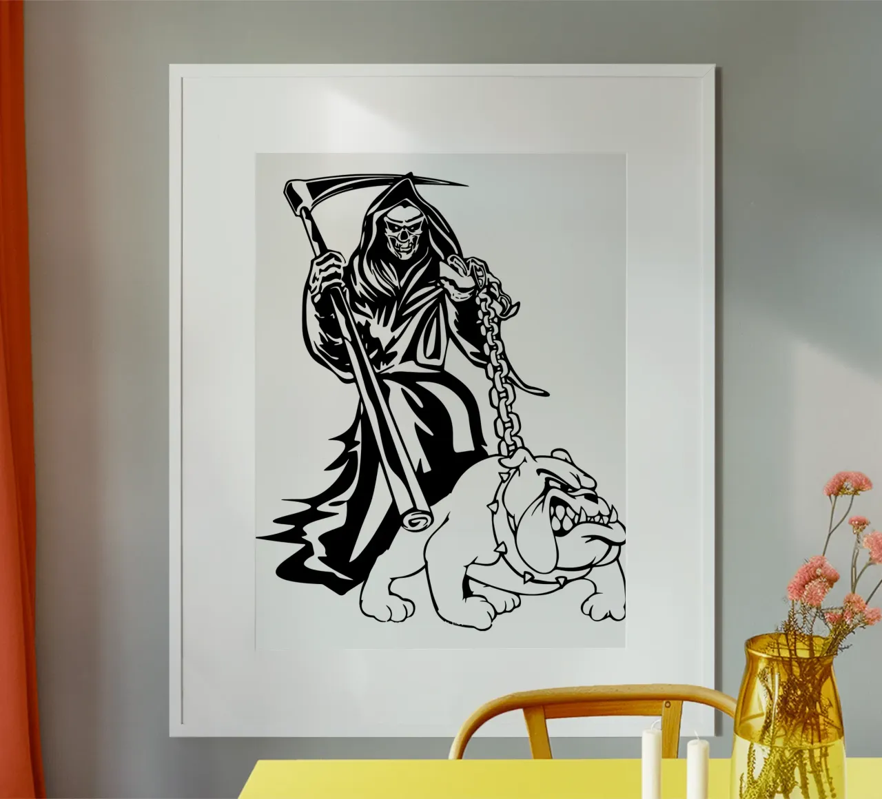 Diavolo e Pitbull - Design artistico divertente poster con telaio in legno da SerongSoulS