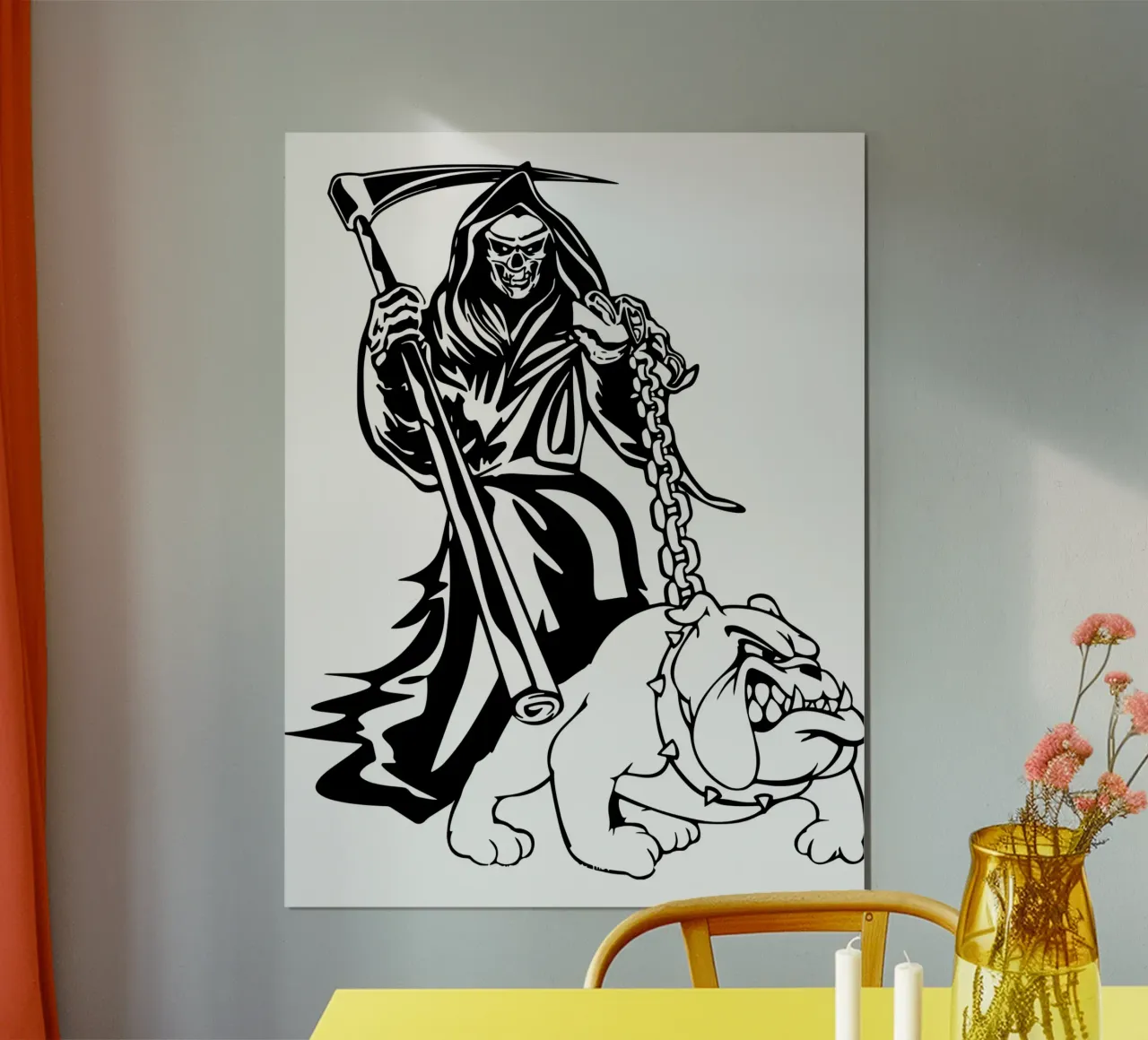 Diavolo e Pitbull - Design artistico divertente poster con telaio in legno da SerongSoulS
