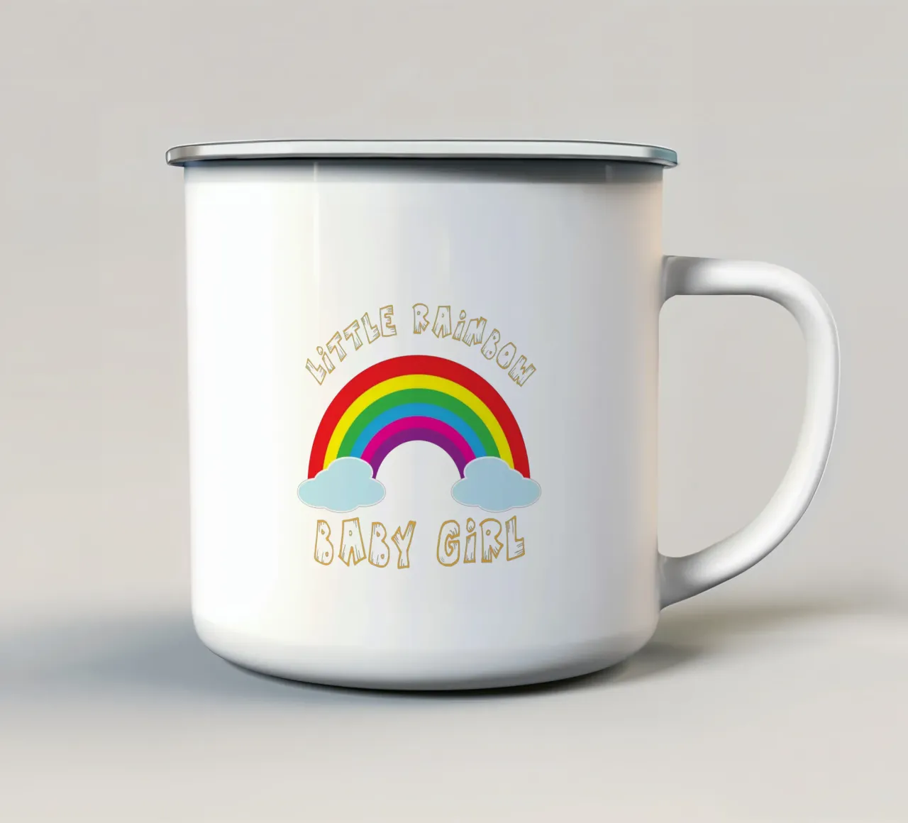 pequeño arco iris divertido diseño de arte taza de esmalte de BlogSawoo