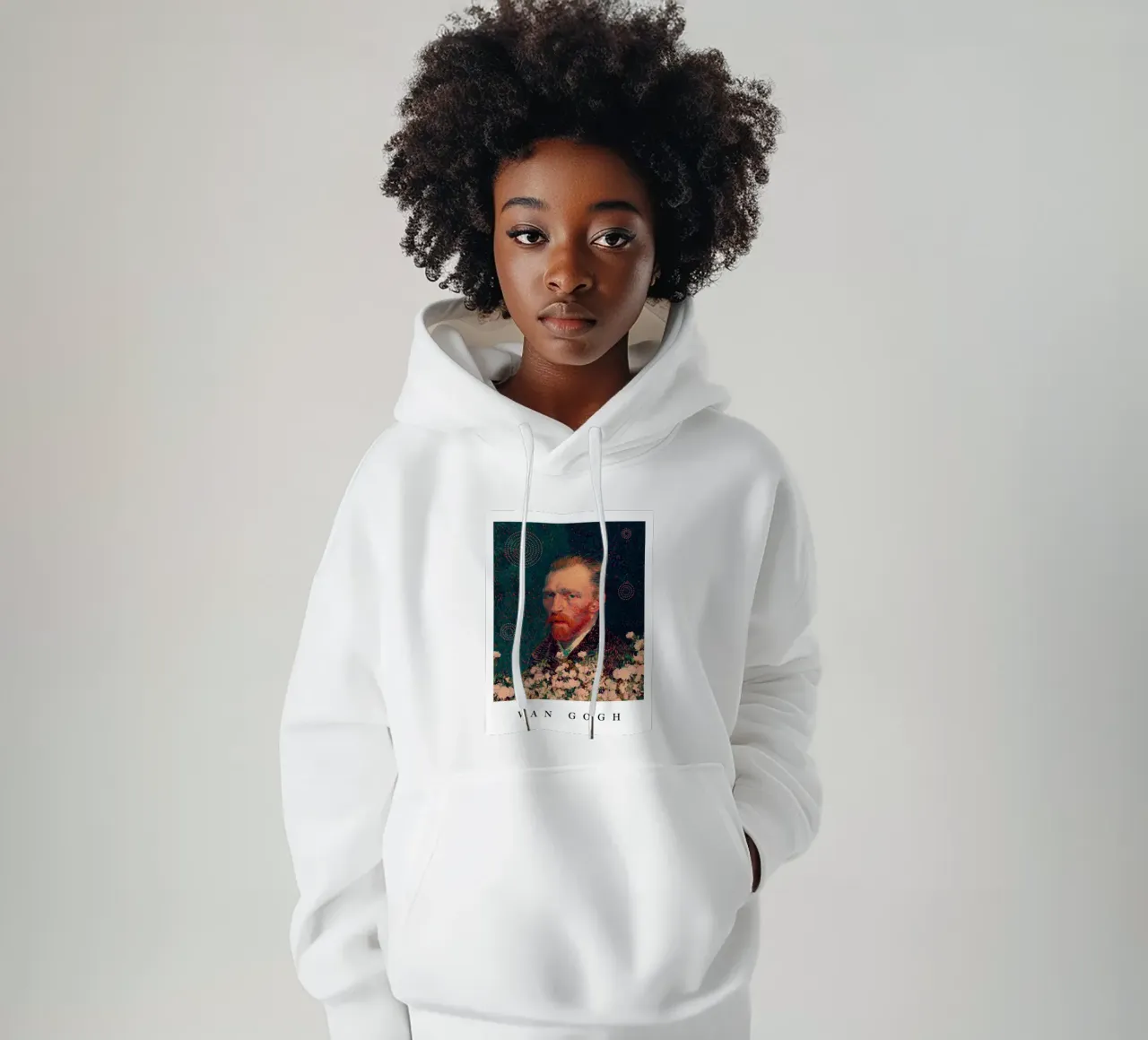 for Vincent Van Gogh with border felpa con cappuccio da Frank Moth