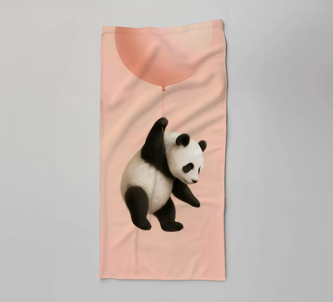 Baby Panda Balloon – Cute Floating Panda Bear in Pink Pastel asciugamano da bagno da Lootprint