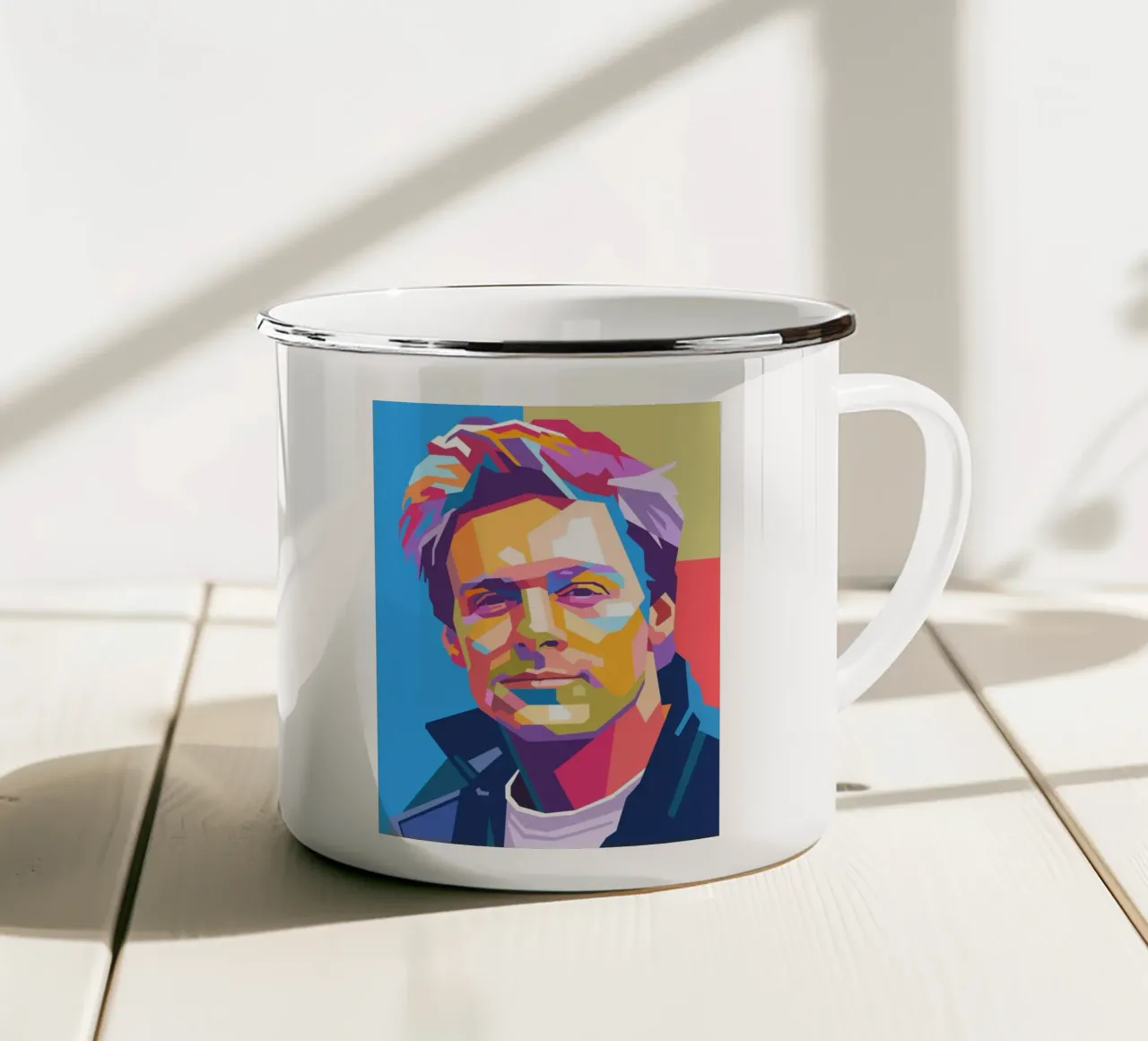 Retrato pop art de Bryan Adams taza de esmalte de Hantamrata
