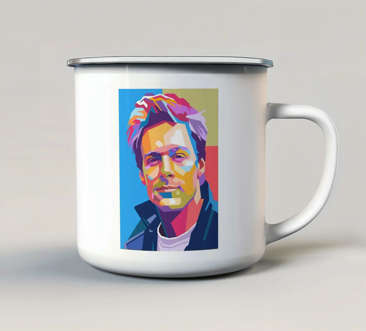 Ritratto pop art di Bryan Adams tazza in smalto da Hantamrata