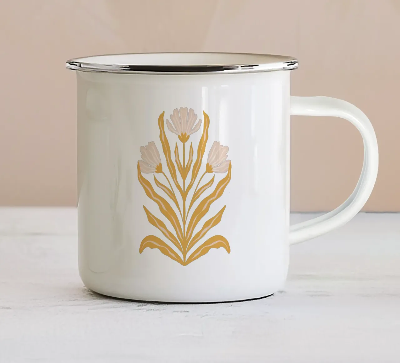 Fiori pastello simmetrici tazza in smalto da Wackapacka