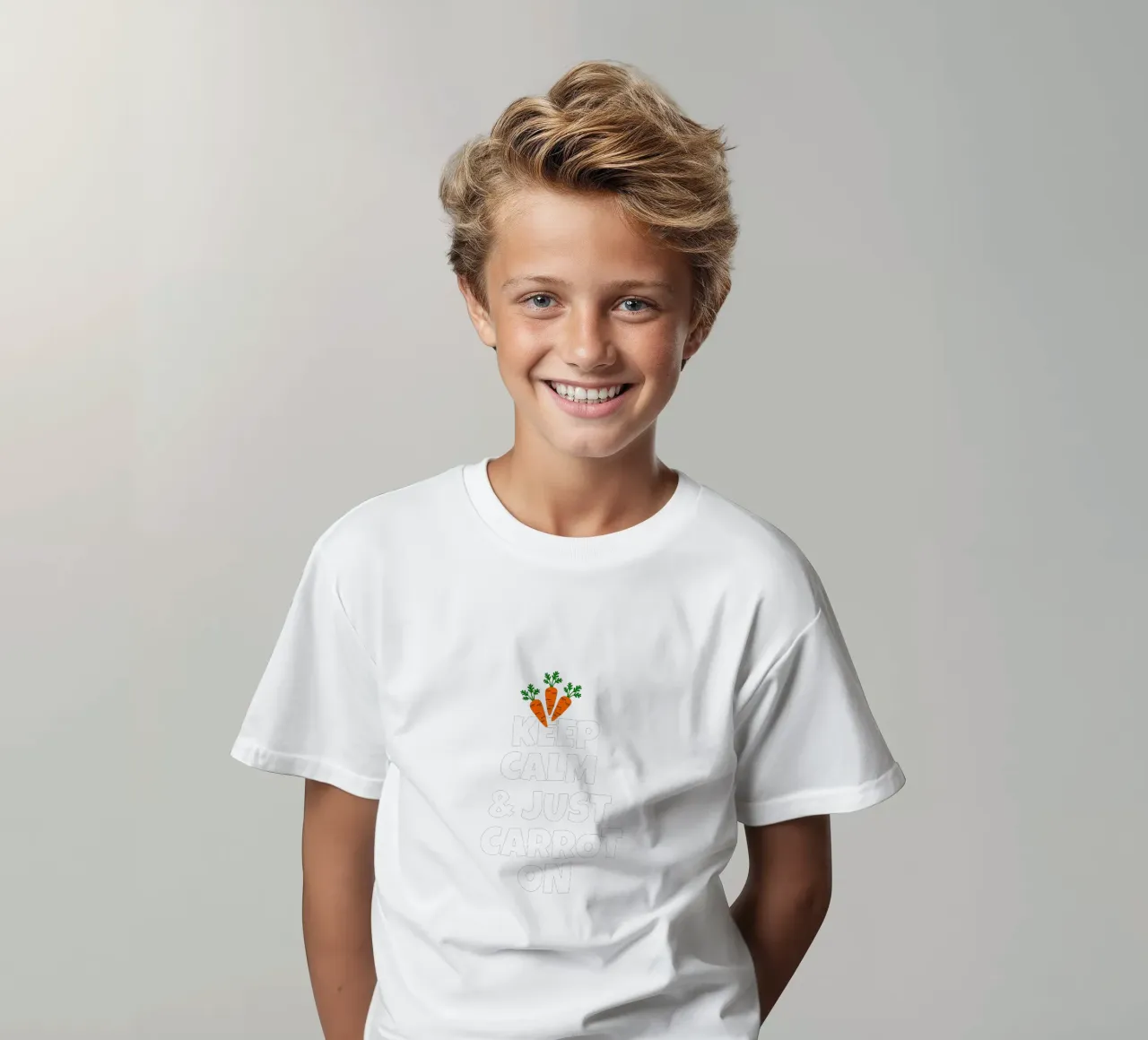 Just keep calm and carrot on t-shirt bambini da baobabprintstore