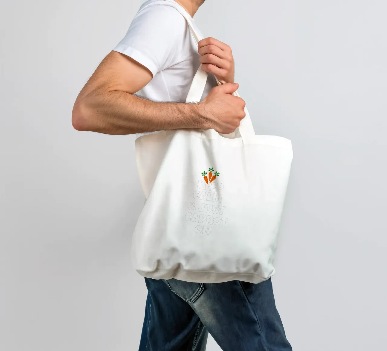 Just keep calm and carrot on borsa in juta da baobabprintstore