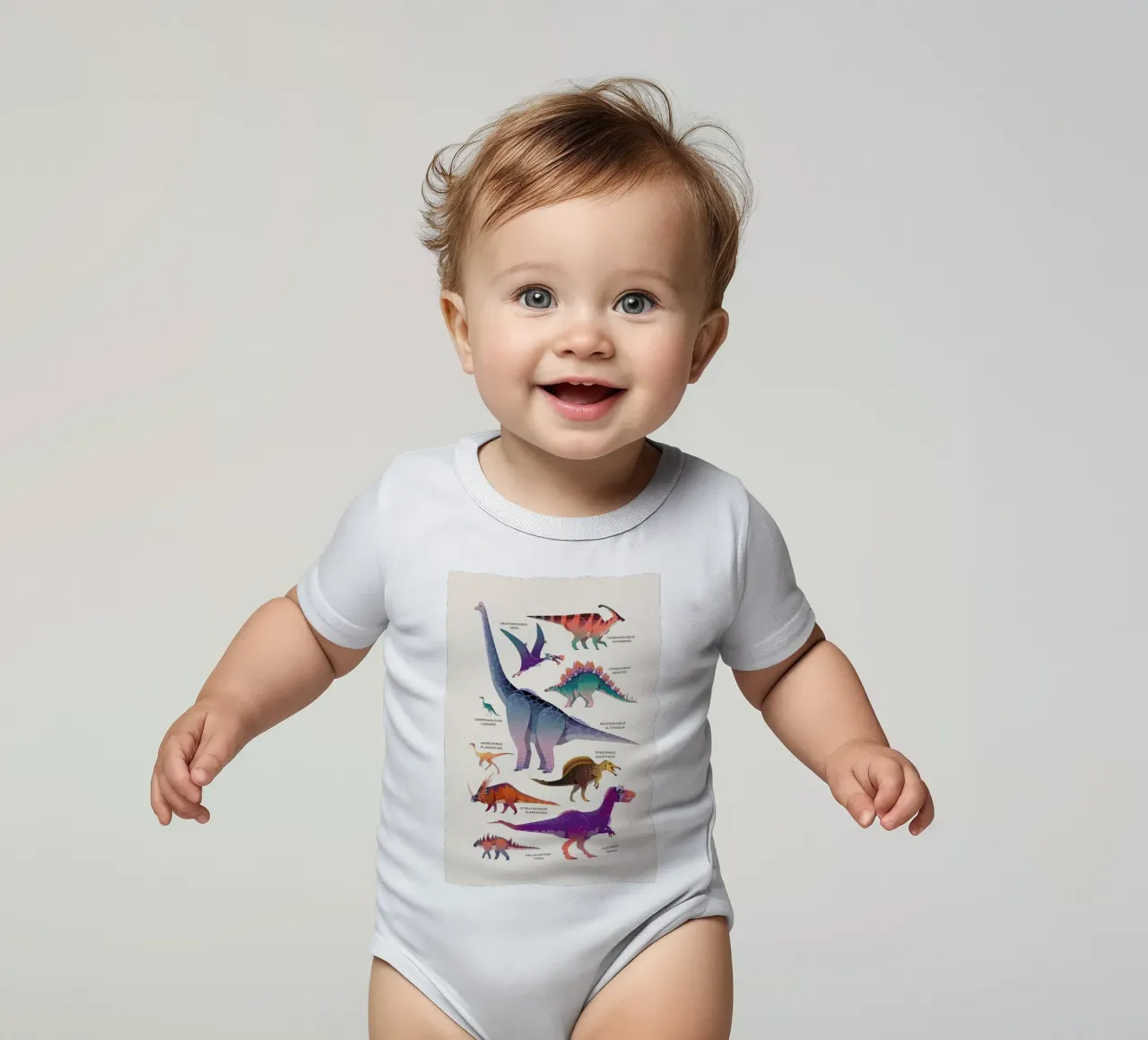 Dinosaur Names body neonato maniche corte da Little Flourishes