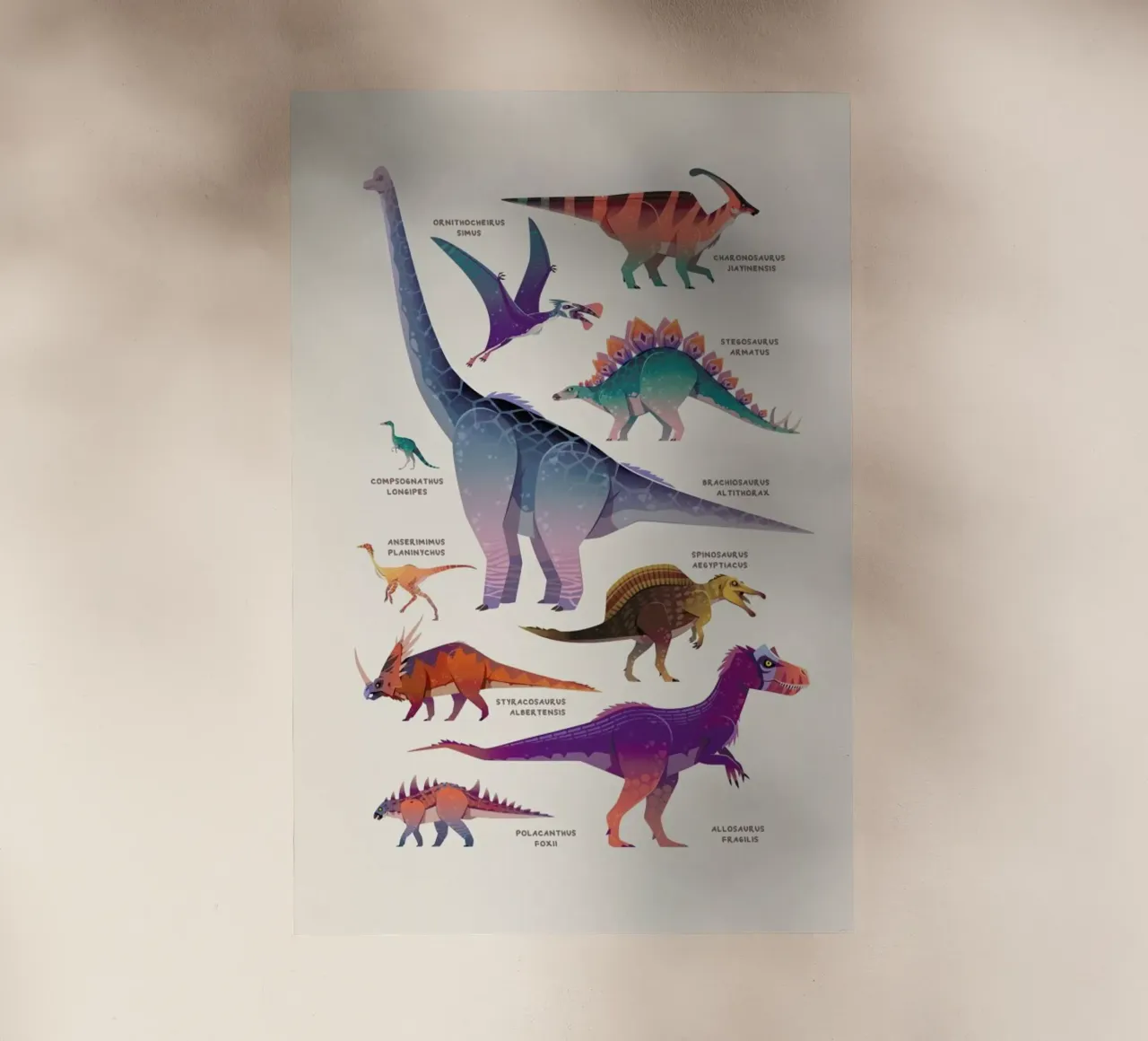 Dinosaur Names pellicola backlit da Little Flourishes