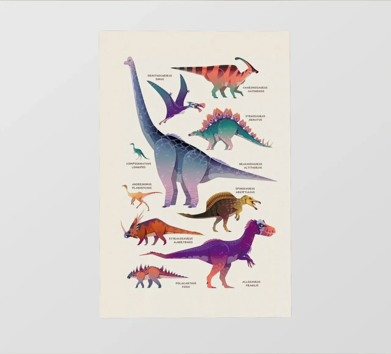 Dinosaur Names pellicola backlit da Little Flourishes