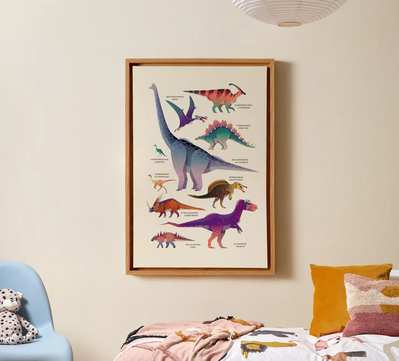 Dinosaur Names tela con Cornice a cassetta da Little Flourishes