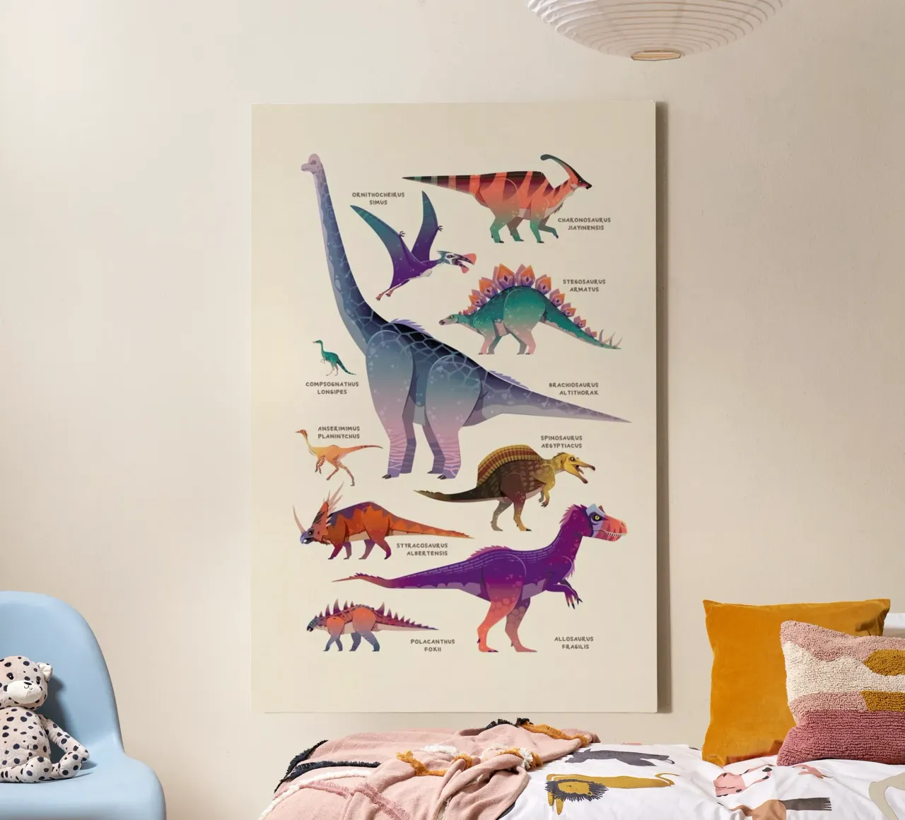 Dinosaur Names tela con Cornice a cassetta da Little Flourishes