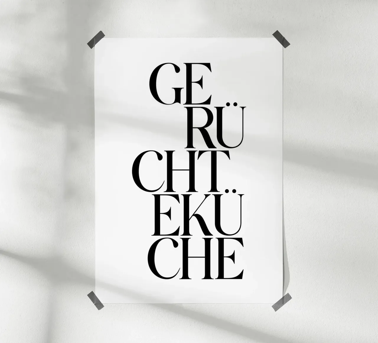 Gerüchteküche poster con telaio in legno da BAINAI QUOTES