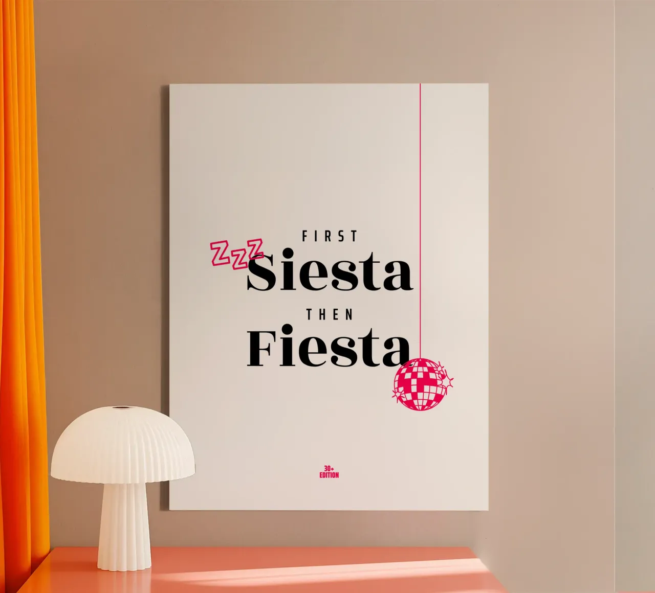First Siesta then Fiesta – 30+ Edition tela con Cornice a cassetta da Bureau Purpur