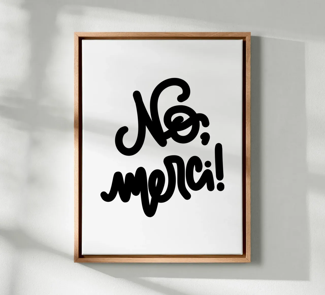 No, merci! Poster Statement & Typografie Poster Schwarz-Weiß canvas met Baklijst van LIMITED EDITION LETTERS