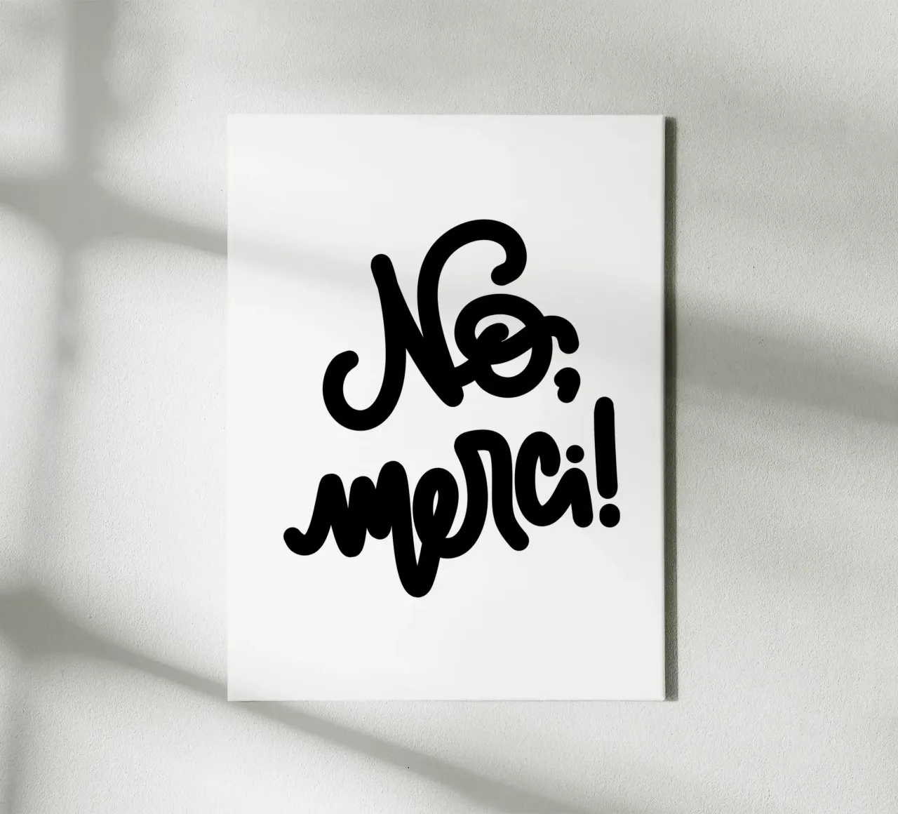 No, merci! Poster Statement & Typografie Poster Schwarz-Weiß canvas met Baklijst van LIMITED EDITION LETTERS