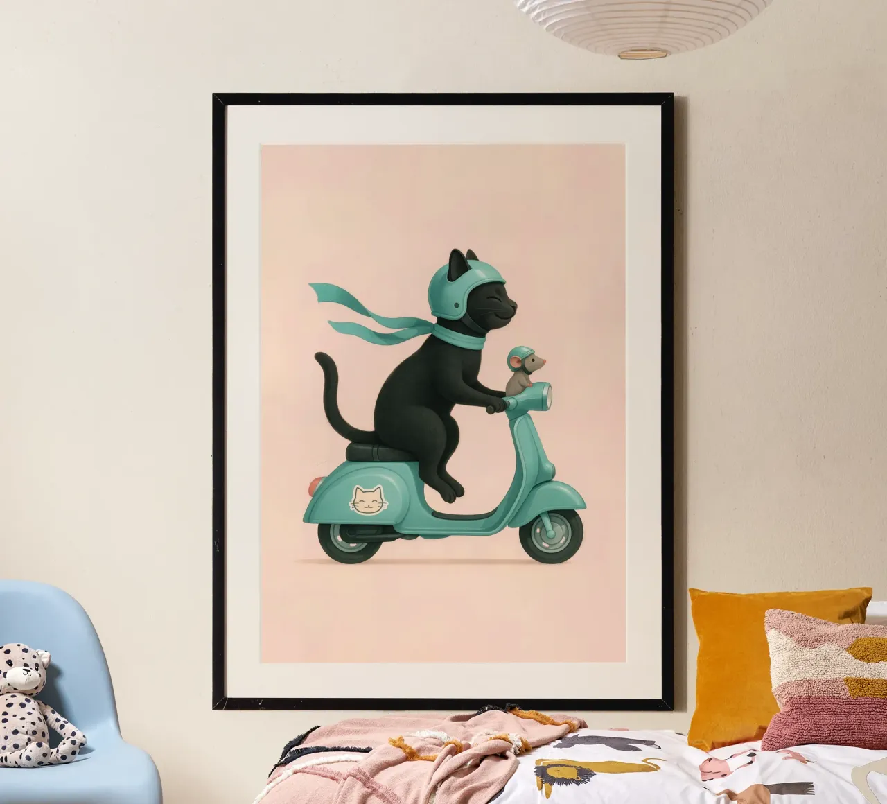 Gato y Ratón en Vespa - Simpáticos Amigos Animales en Scooter poster de Lootprint