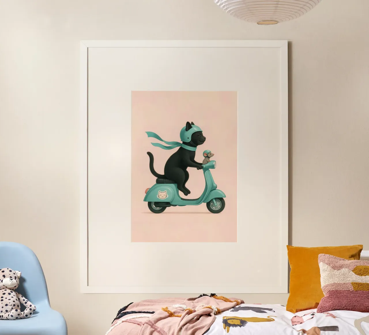 Gato y Ratón en Vespa - Simpáticos Amigos Animales en Scooter poster de Lootprint
