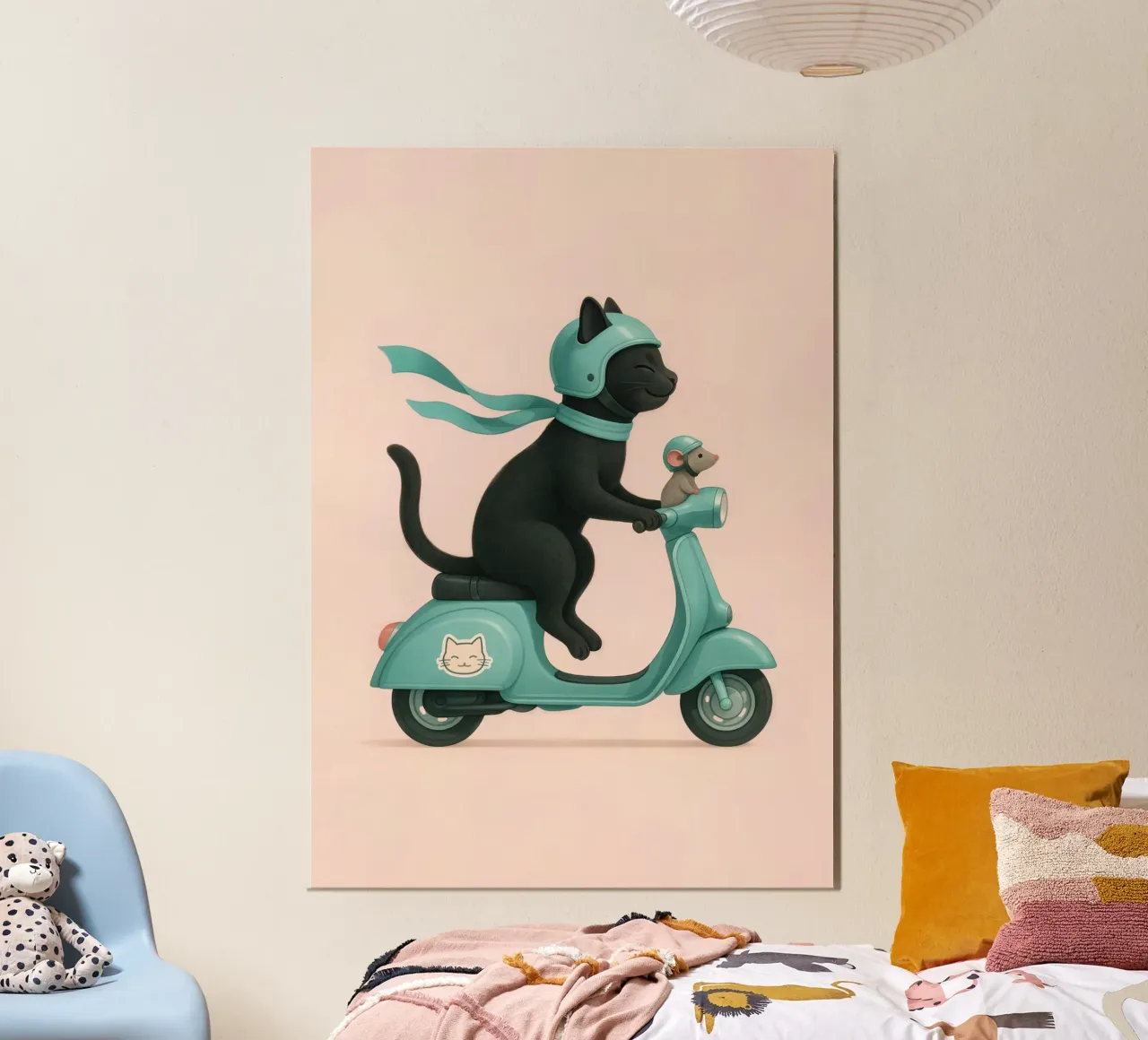 Gato y Ratón en Vespa - Simpáticos Amigos Animales en Scooter poster de Lootprint