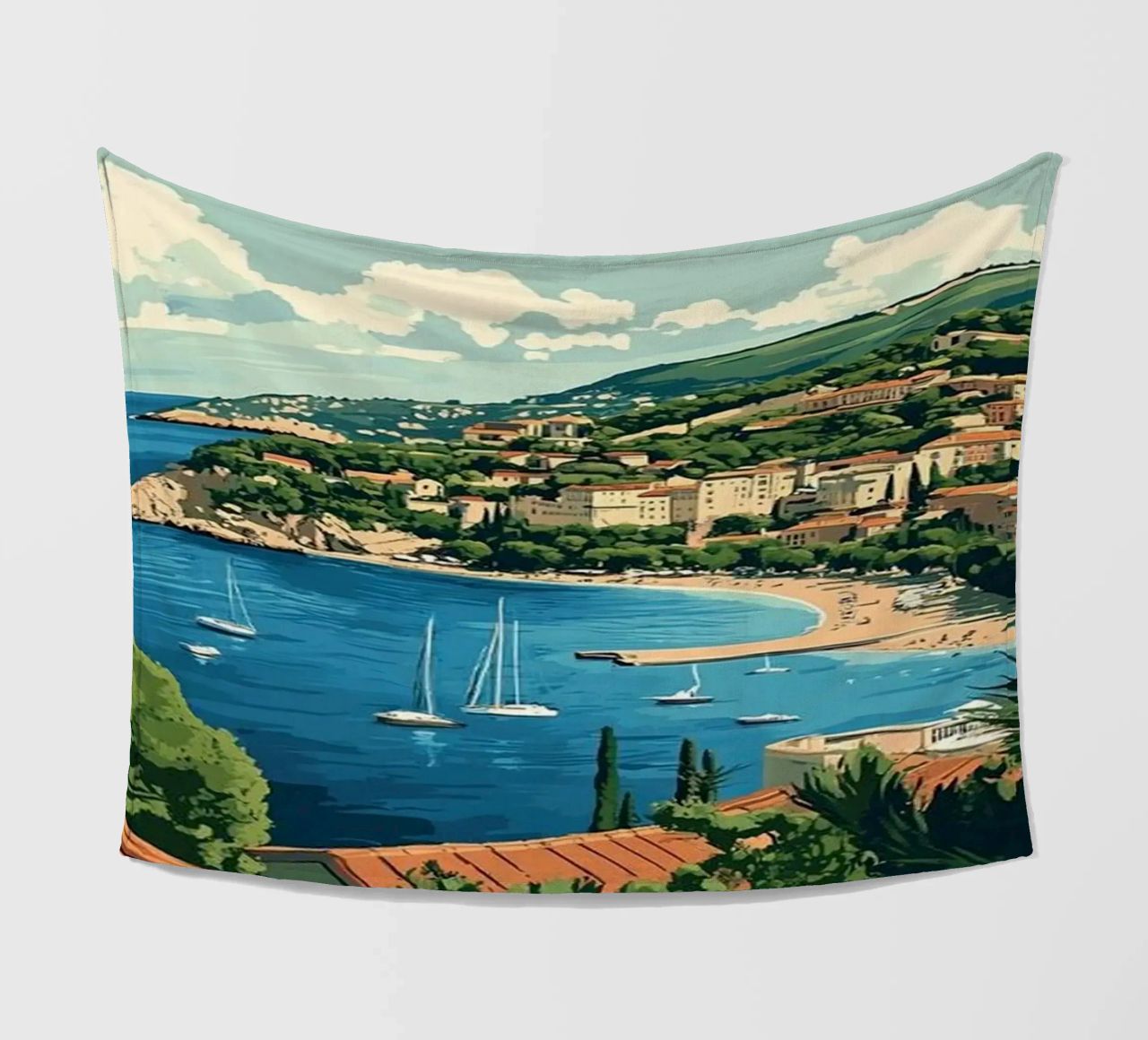 Come on visit travel Cote d'Azur Fleecedecke von youngs print