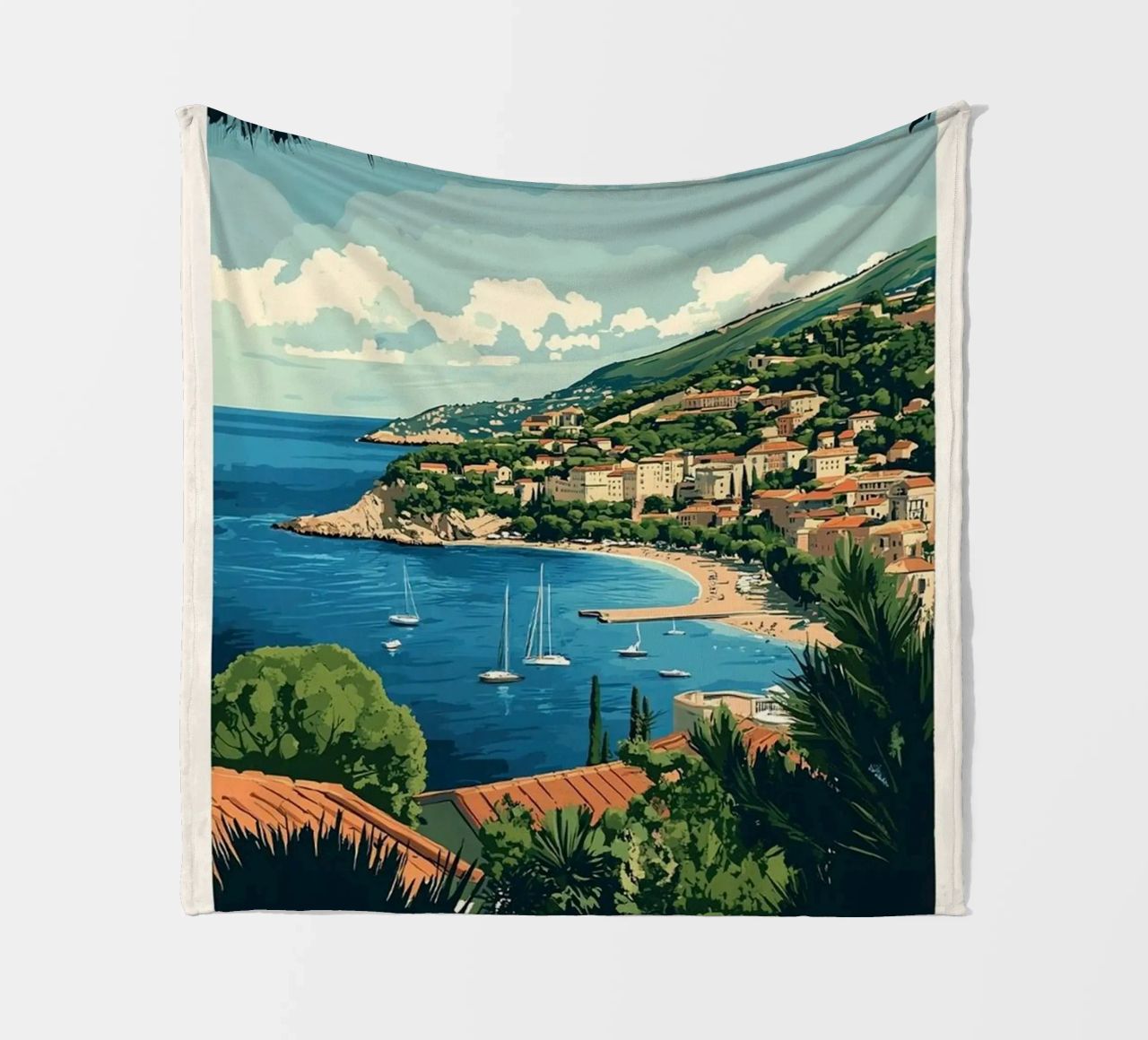 Come on visit travel Cote d'Azur Fleecedecke von youngs print