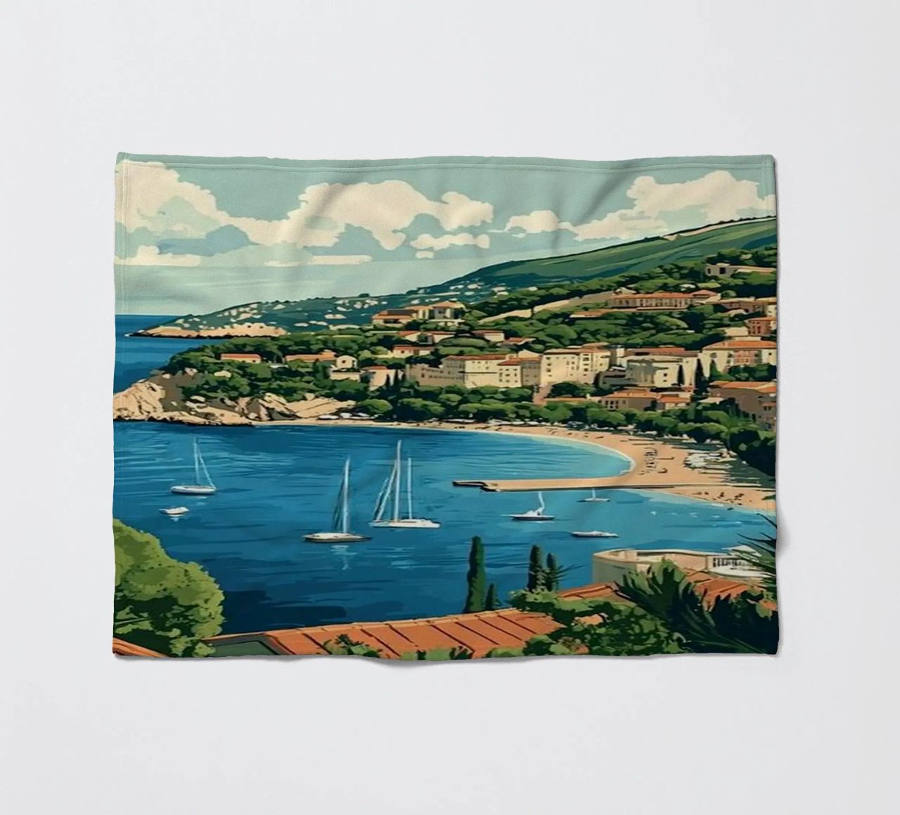 Come on visit travel Cote d'Azur Fleecedecke von youngs print