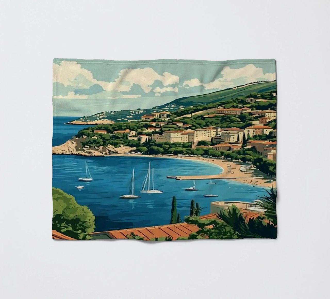 Come on visit travel Cote d'Azur Fleecedecke von youngs print