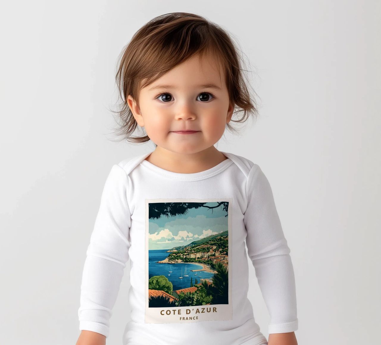 Come on visit travel Cote d'Azur Langarm Babybody von youngs print
